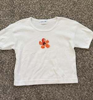Hand-Painted Floral Crop Baby Tee by Diane Wat